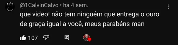 Comentário de @1CalvinCalvo elogiando o conteúdo gratuito do canal.
